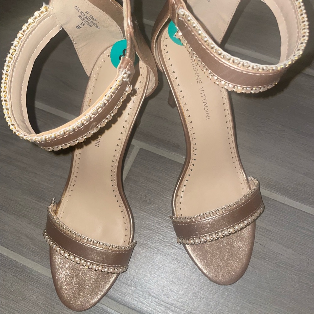 Jimmy choo dupe Rose Gold Beaded Ankle-Strap Heels
